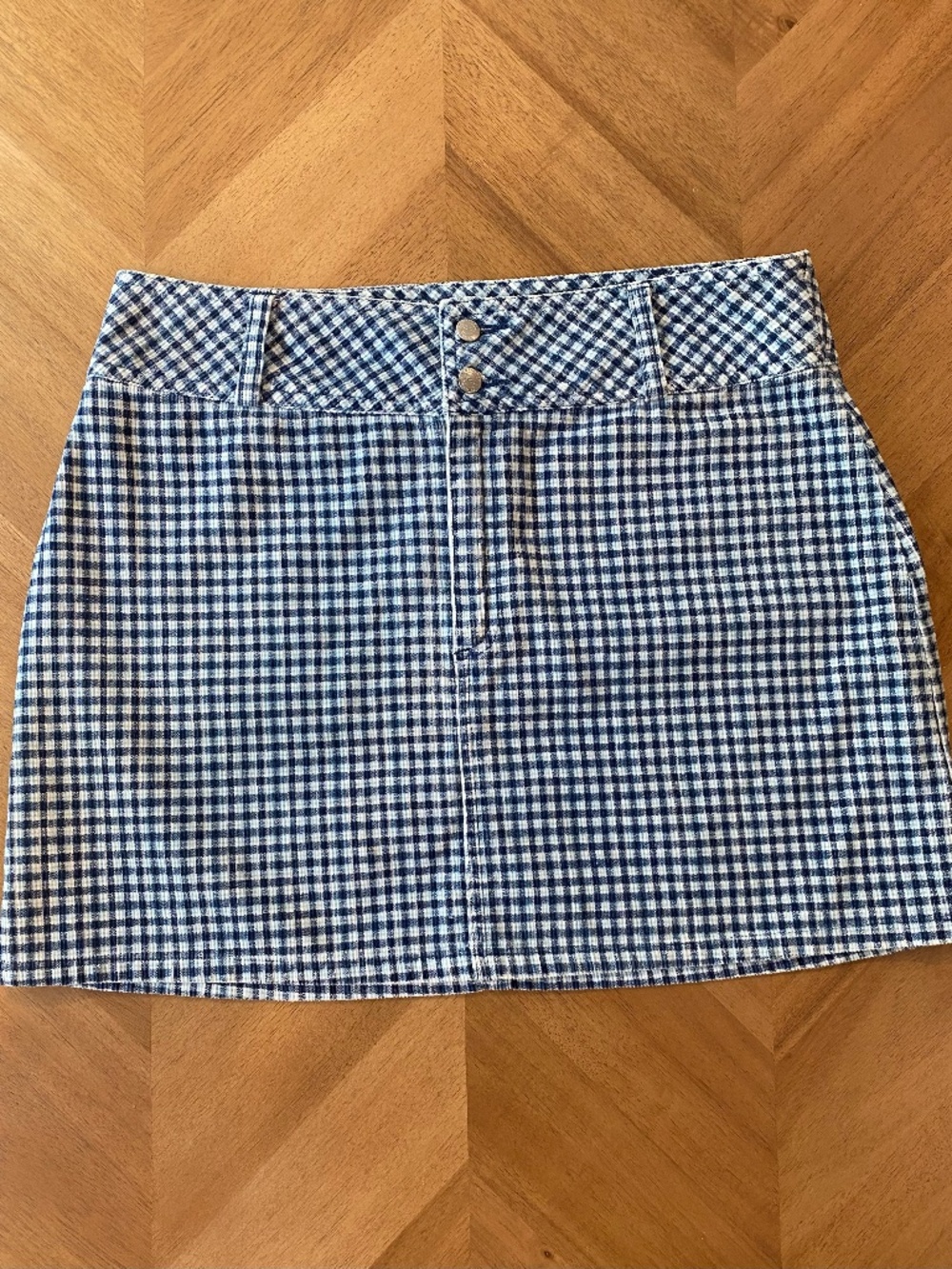 Blue Asphalt 100% Cotton Gingham Corduroy Mini Skirt Size 9 Women's